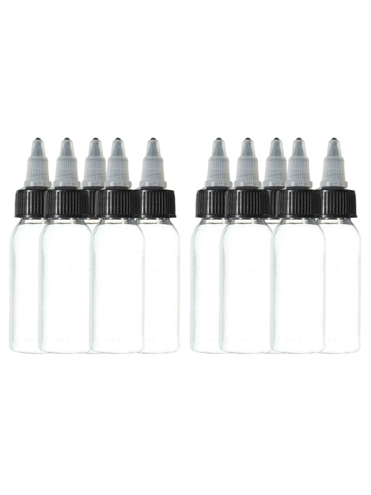10PCS Twist Cap Empty Plastic Tattoo Ink Pigment Clear PET Bottles