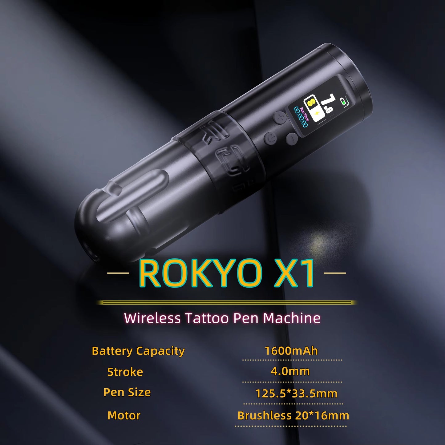 ROKYO X1 Wireless Tattoo Pen Machine - Featuring 1600mAh Battery & Brushless Motor