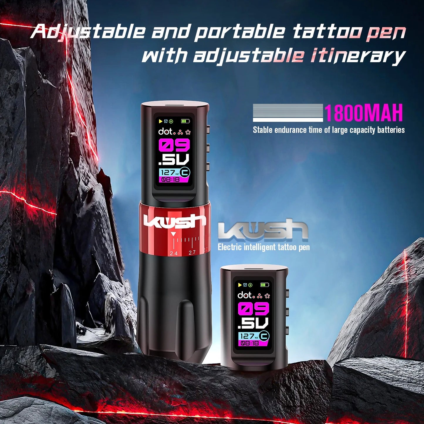 Tattoo Pen Machine 7 Adjustable Stroke 2.4-4.2mm with 2000mAh Rechargeable Battery