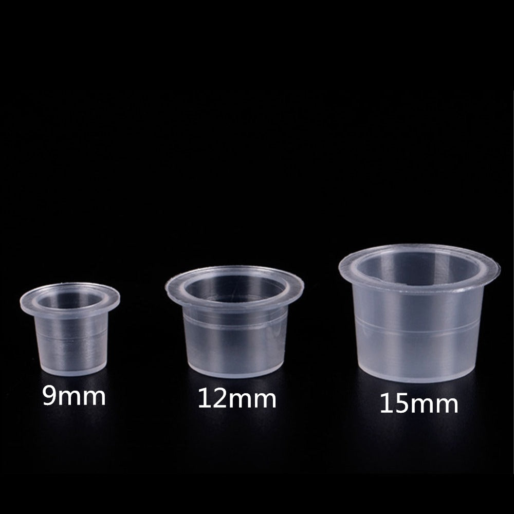 1000PCS #8 Small Disposable Plastic Yellow/Red/Blue/Clear Eyebrow Makeup Pigment Container Tattoo Ink Caps Cups