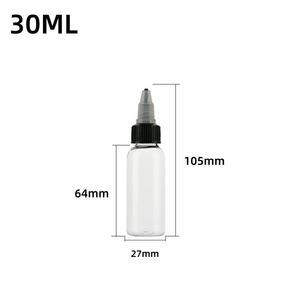 10PCS Twist Cap Empty Plastic Tattoo Ink Pigment Clear PET Bottles