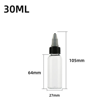10PCS Twist Cap Empty Plastic Tattoo Ink Pigment Clear PET Bottles