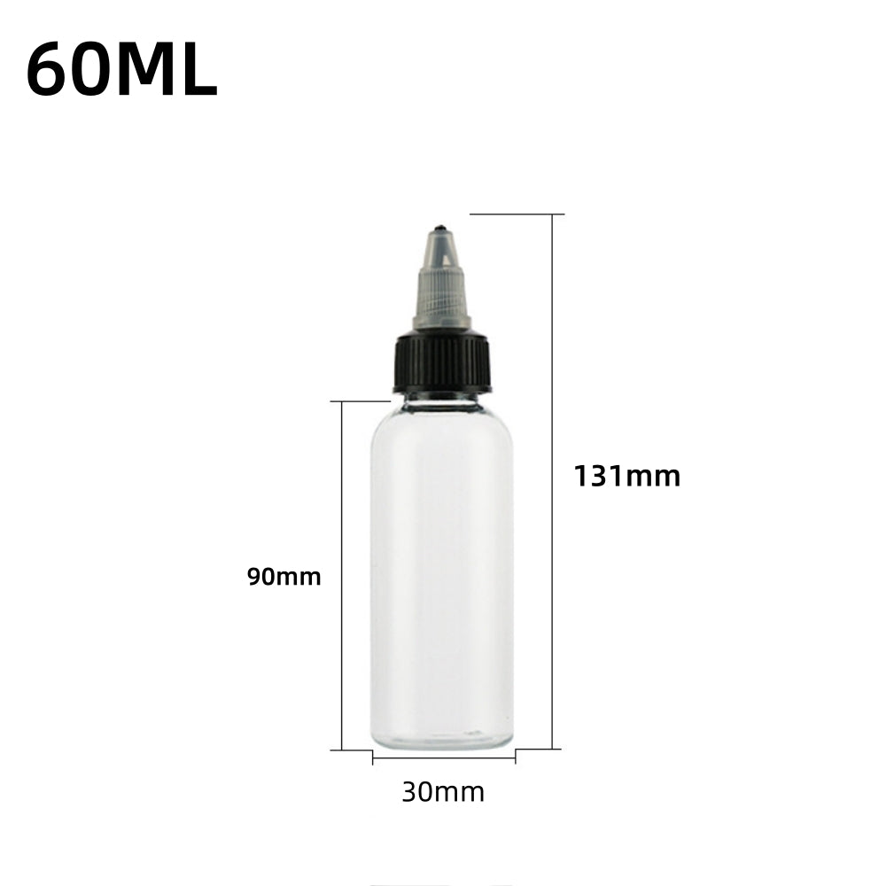 10PCS Twist Cap Empty Plastic Tattoo Ink Pigment Clear PET Bottles