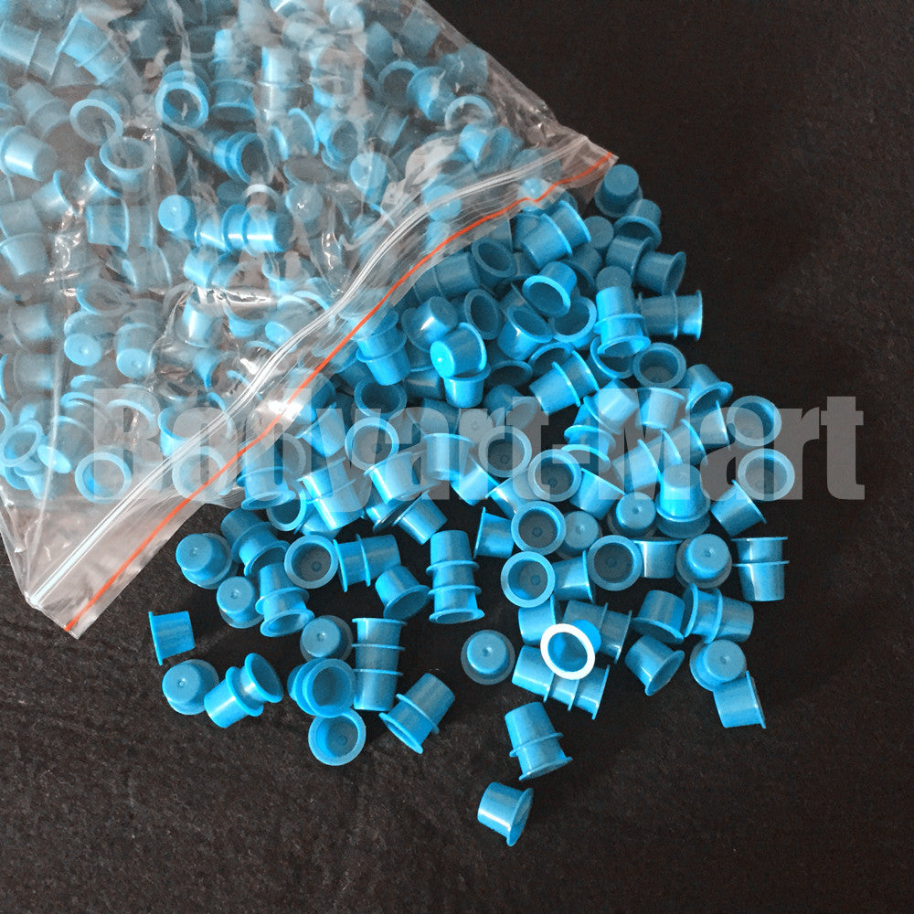 1000PCS #8 Small Disposable Plastic Yellow/Red/Blue/Clear Eyebrow Makeup Pigment Container Tattoo Ink Caps Cups
