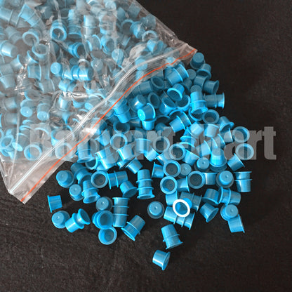 1000PCS #8 Small Disposable Plastic Yellow/Red/Blue/Clear Eyebrow Makeup Pigment Container Tattoo Ink Caps Cups