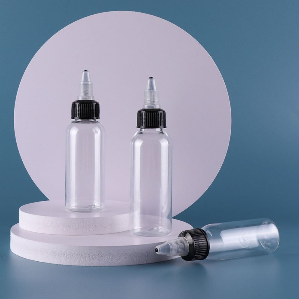 10PCS Twist Cap Empty Plastic Tattoo Ink Pigment Clear PET Bottles