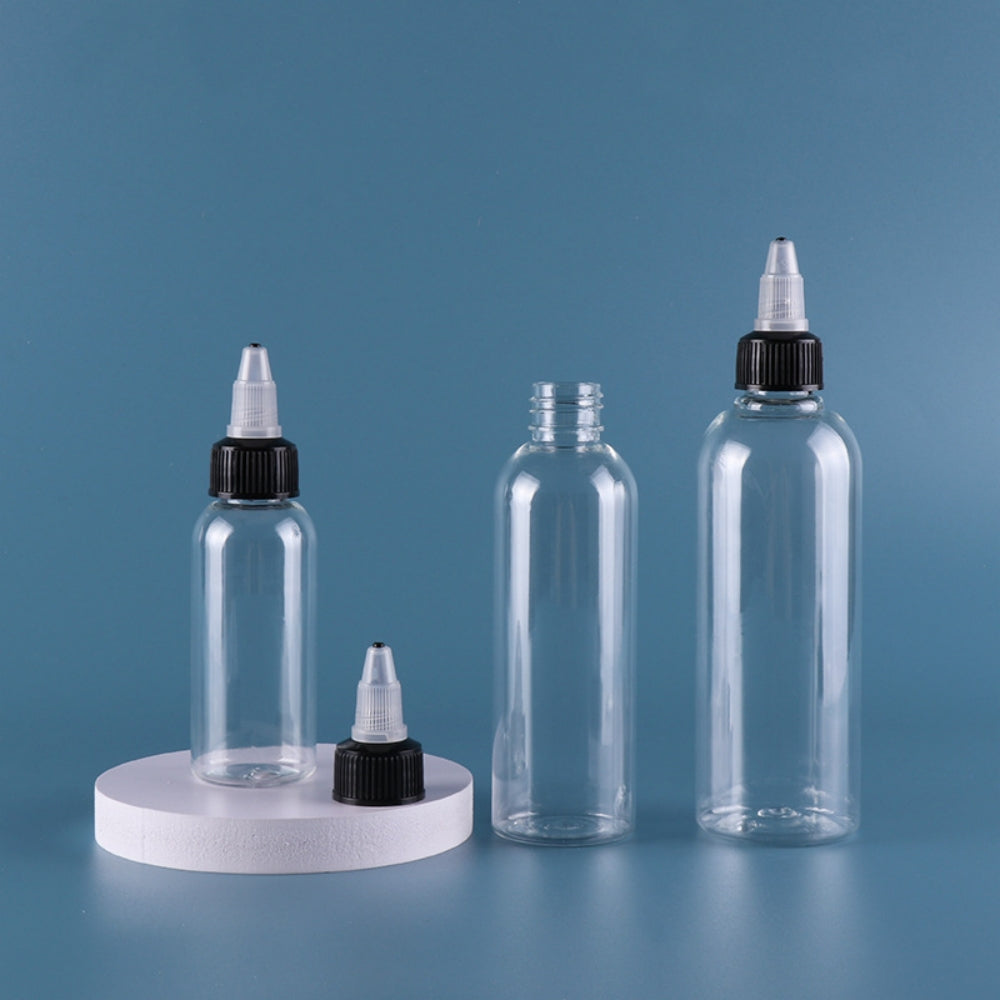 10PCS Twist Cap Empty Plastic Tattoo Ink Pigment Clear PET Bottles