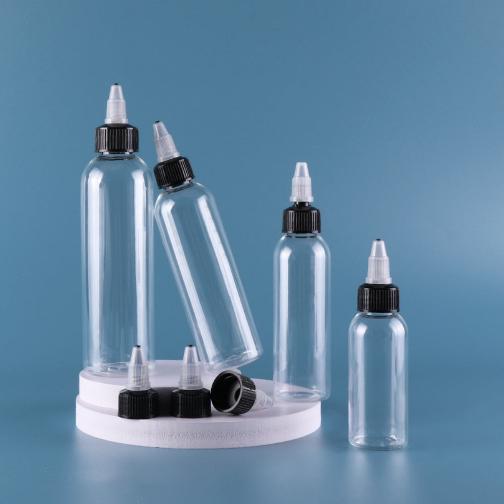 10PCS Twist Cap Empty Plastic Tattoo Ink Pigment Clear PET Bottles