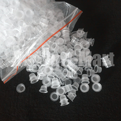 1000PCS #8 Small Disposable Plastic Yellow/Red/Blue/Clear Eyebrow Makeup Pigment Container Tattoo Ink Caps Cups