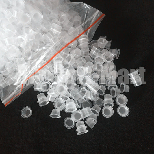 1000PCS #8 Small Disposable Plastic Yellow/Red/Blue/Clear Eyebrow Makeup Pigment Container Tattoo Ink Caps Cups